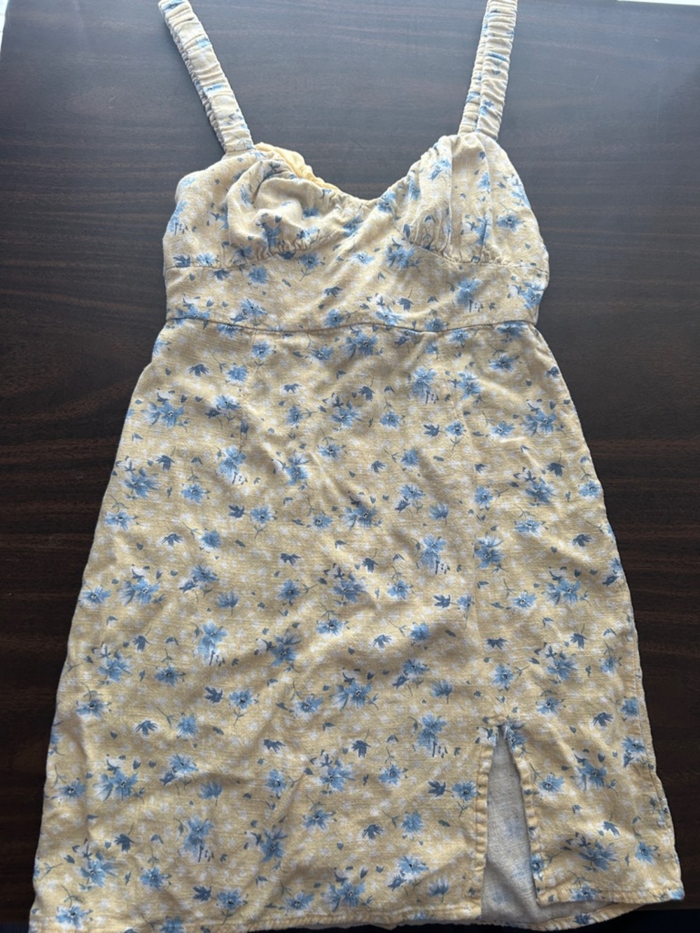 Aeropostale Yellow Floral Mini Dress with Blue Flowers